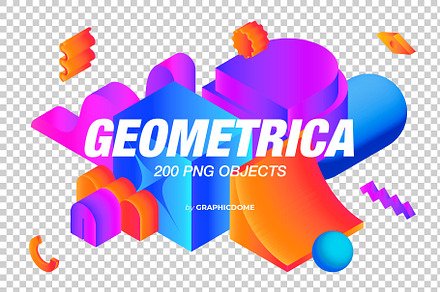 200 Geometry 3D PNG Shapes