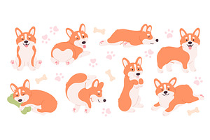 Corgi characters. Positive puppies, an Animal Illustration by LadadikArt