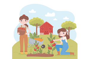women farmers farming, a Person Illustration by studiogstock