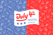 4th Of July Seamless Pattern And Ico, a Pattern Graphic by Iconka (Thumbnail 1 of 3)
