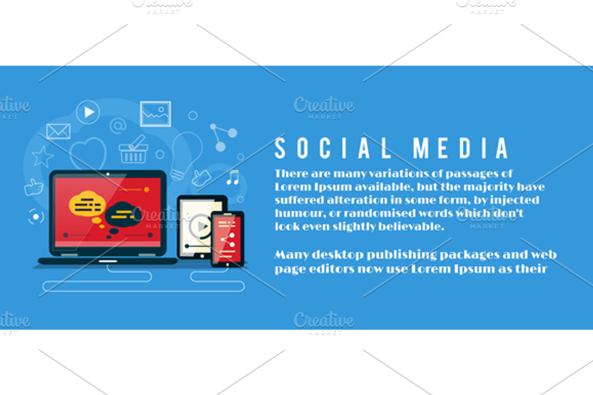 Banner with Social Media Item Icons