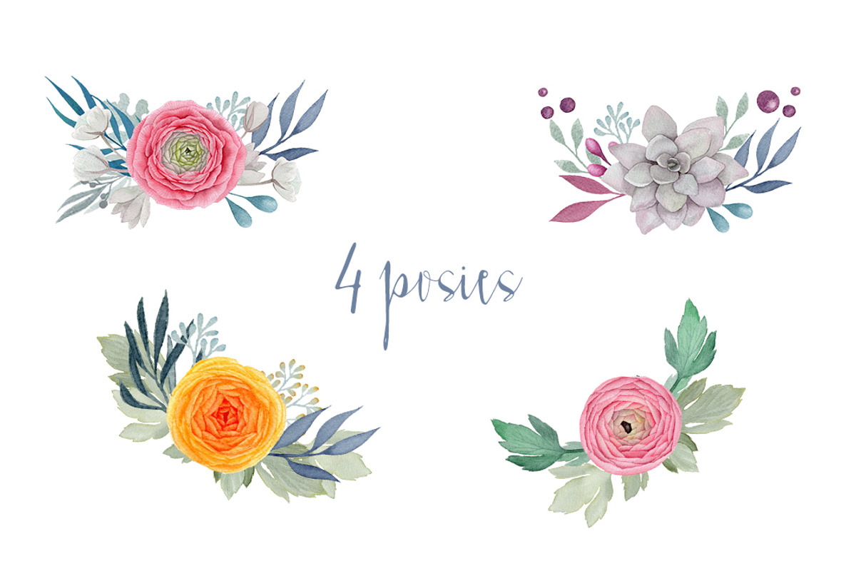 Fantasia. Watercolor flowers pack, an Illustration by Watercolor Nomads (Photo 3 of 3)