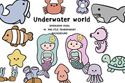 Underwater Clipart Kawaii Bundle PNG, an Animal Illustration by Nattapohncha (Thumbnail 1 of 3)