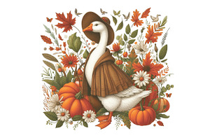 Halloween Silly Goose Floral Boho, an Illustration by CraftArtStudio