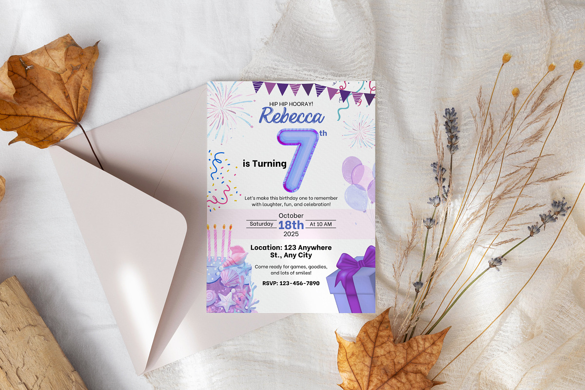 7th Birthday Invitation Template, an Invitation Template by Snapybiz (Photo 8 of 9)
