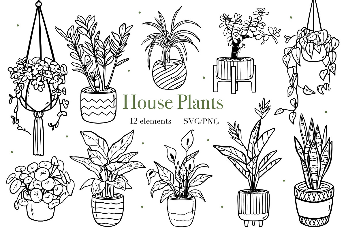 House Potted Plants Line Art, an Object Graphic by ArtGiftsStudio (Photo 1 of 5)