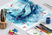 Watercolor Whale illustration, an Animal Illustration by Librebird (Thumbnail 2 of 4)