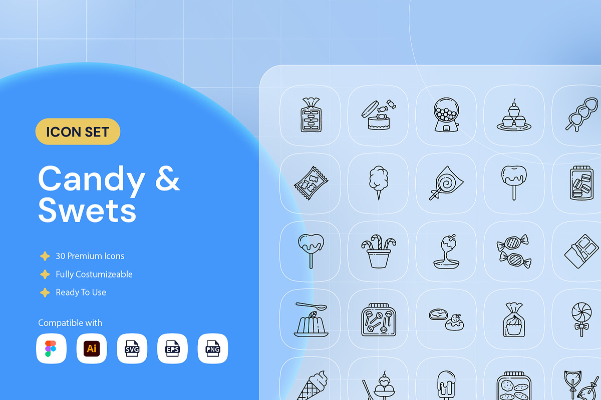 Candy & Sweets Icon, an Outline Icon by Nathaya Studio (Photo 1 of 2)
