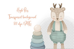 Pastel Boho Baby Toys Clipart