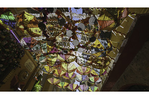 Colorful umbrellas hanging in a, a Holiday Photo by Media Whale Stock