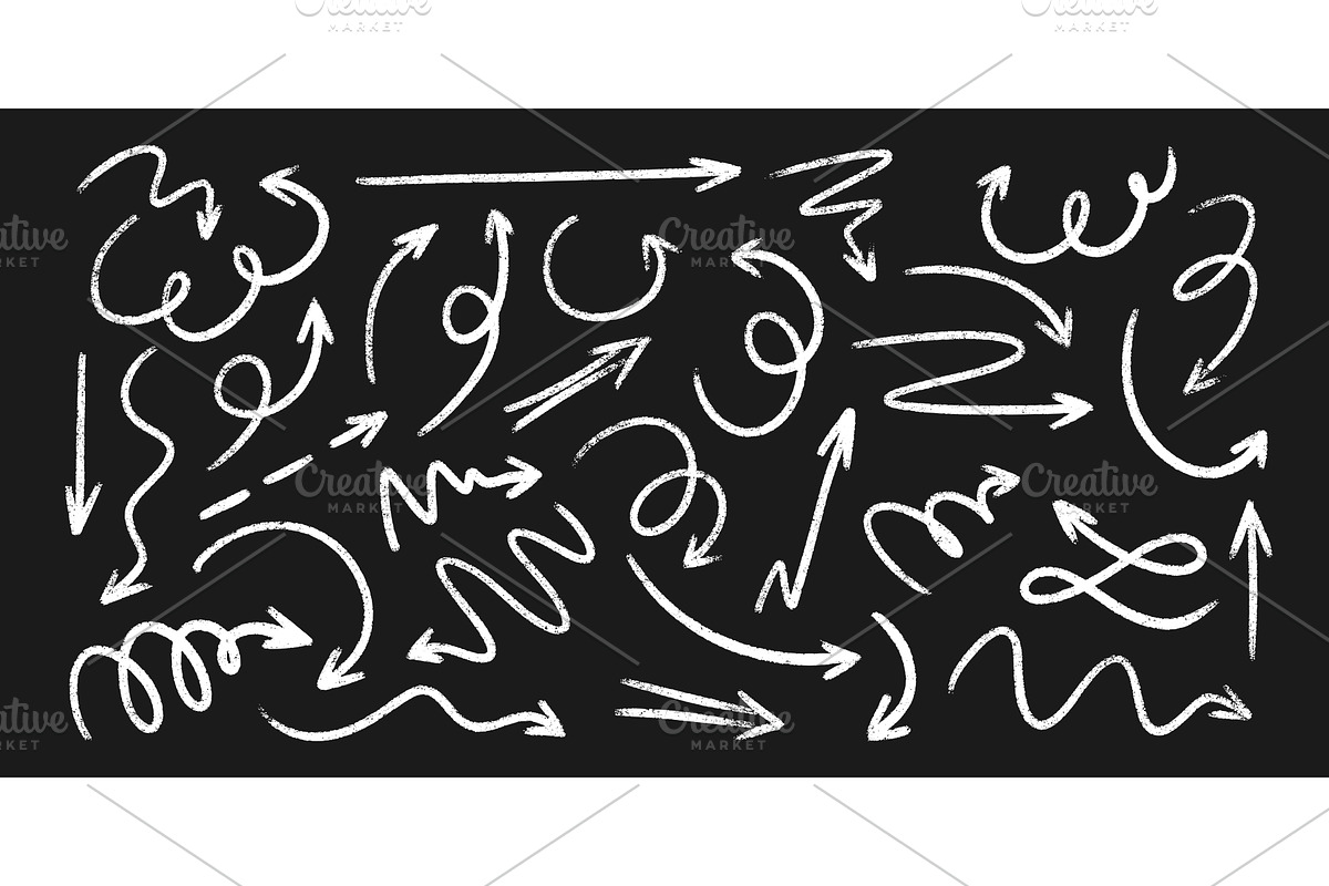 Chalk arrow doodles set on, an Object Illustration by YuliiaOsadcha