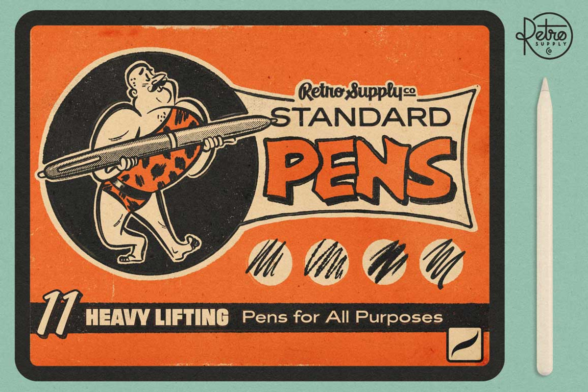 Standard Procreate Ink Pen Brushes, a Brush Add-On by RetroSupply Co. (Photo 1 of 3)