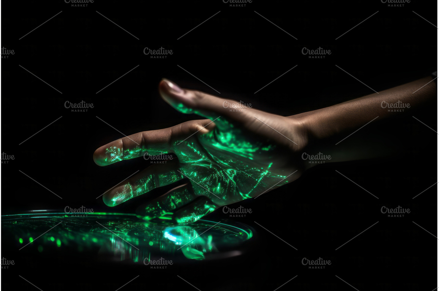 Green hologram of human hand on dark, a Technology Photo by Ylivdesign