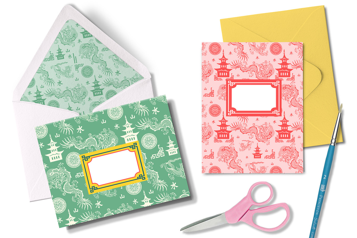 Chinoiserie Patterns Frames Labels, a Pattern Graphic by Clover & Lilly (Photo 2 of 6)