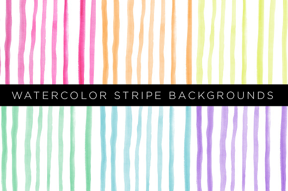 6 Watercolor Stripe Backgrounds
