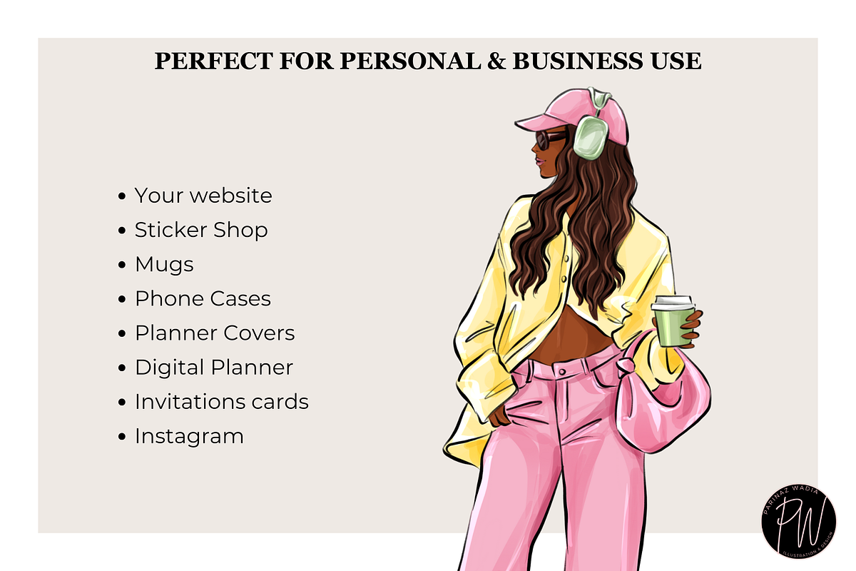 Fashion girls 60 clipart PNG, a Person Illustration by Parinaz Wadia Design (Photo 11 of 11)