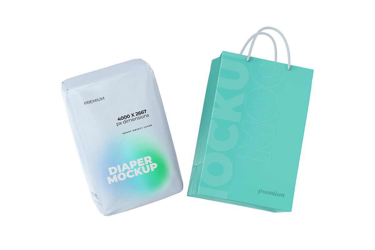 Diaper Packaging PSD Mockup, a Packaging Mockup by Ram Studio LLC (Photo 3 of 7)