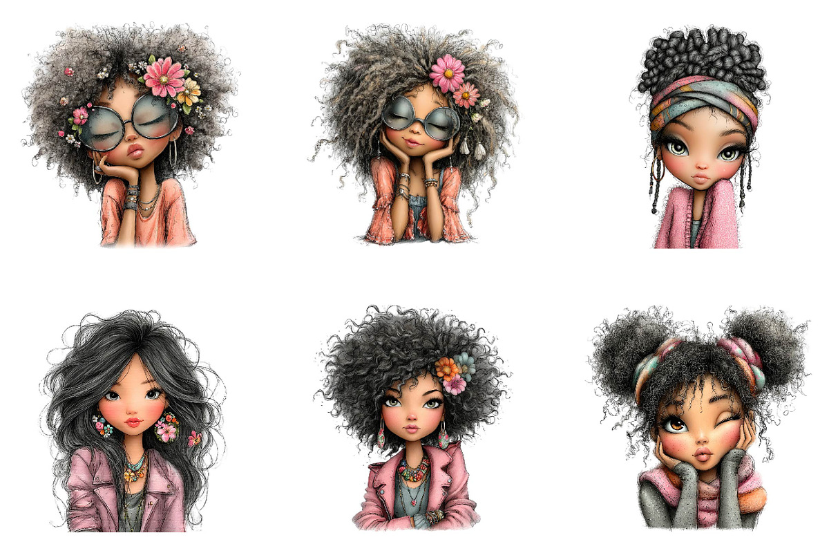 Spring Black Woman Clipart, an Illustration by CreationArt (Photo 7 of 7)