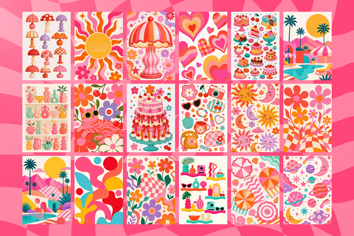 100 Retro Pink Girly Wall Art Prints, a Decorative Illustration by Matisse Studio (Photo 8 of 10)
