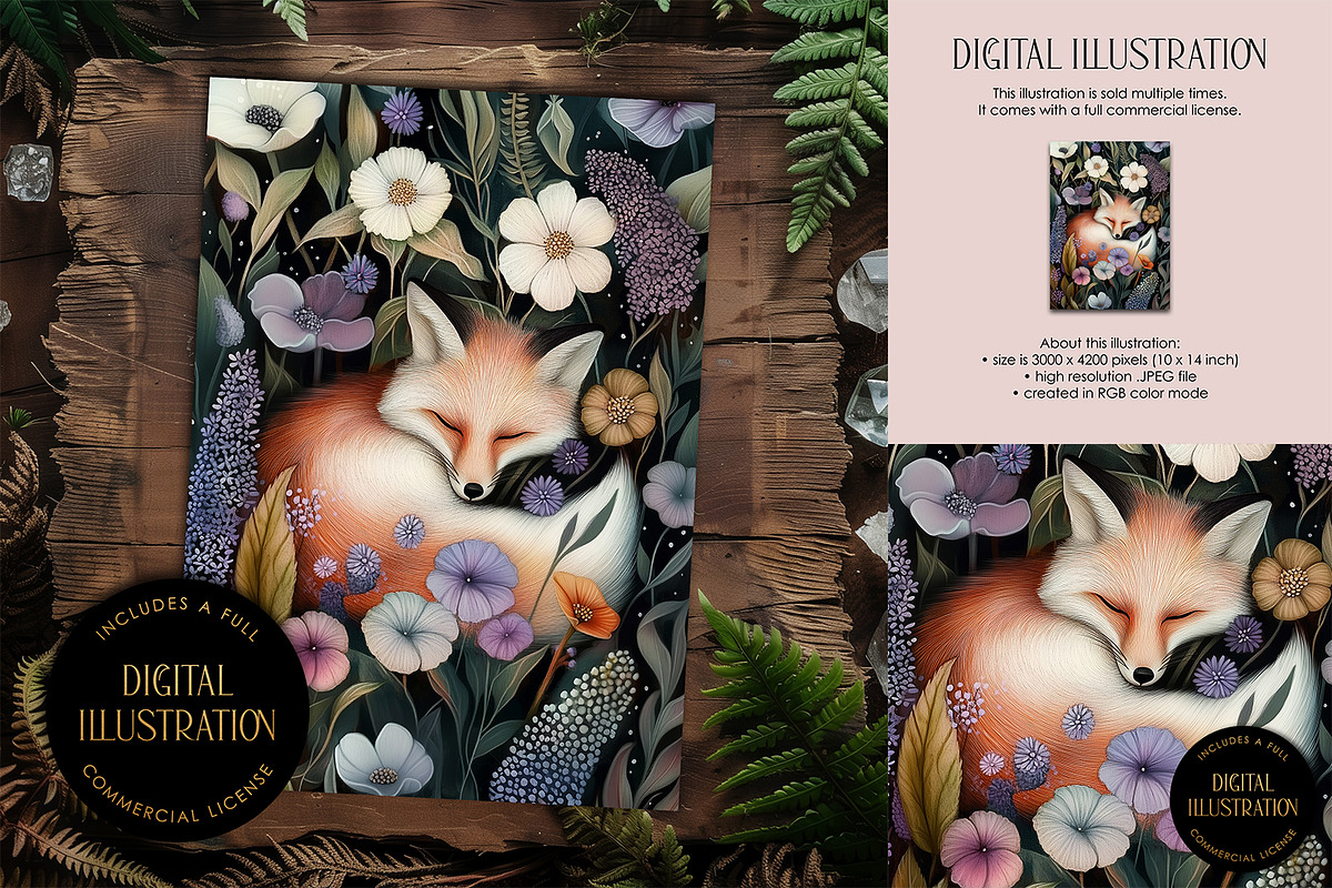 Cute Sleeping Fox Illustration, an Animal Illustration by The Dutch Lady Designs (Photo 1 of 4)