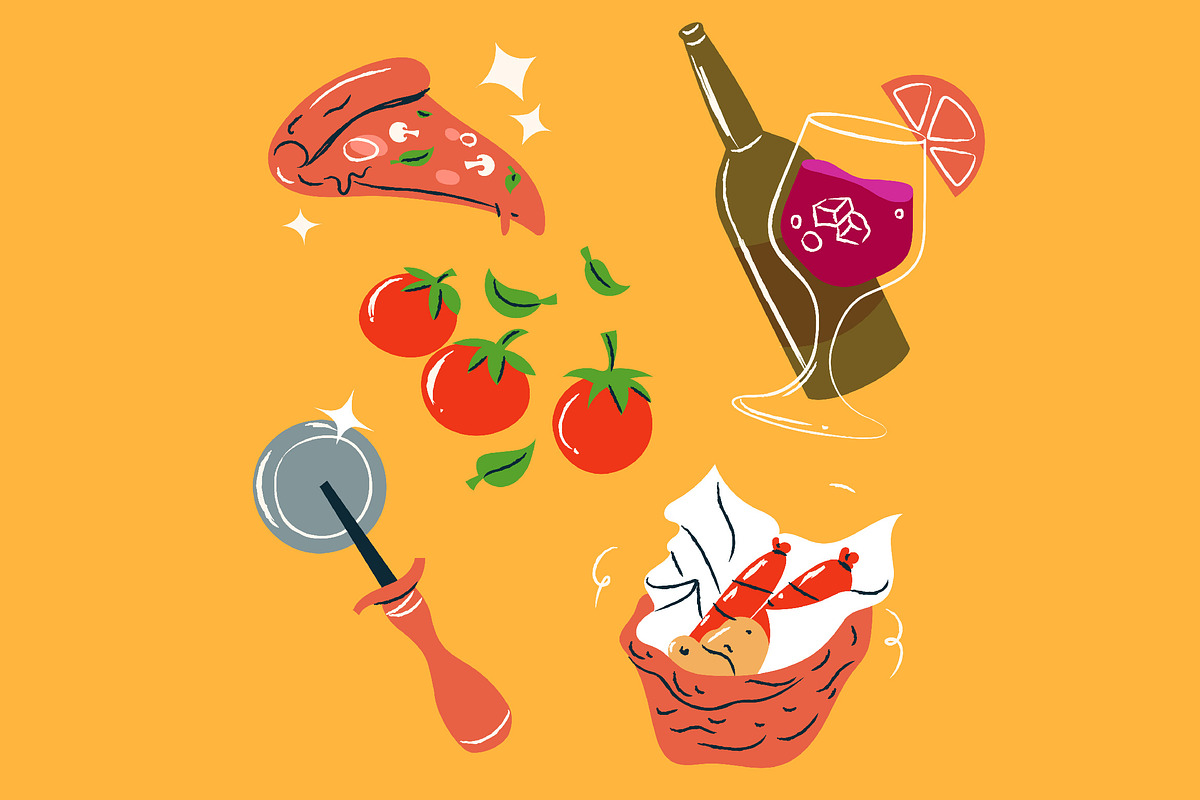 Orange Italian Pizza Illustration, a Food Illustration by graphicook