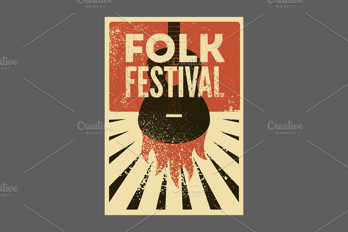 Folk Music Fest vector poster set, an Object Illustration by PoPaShop (Photo 6 of 8)