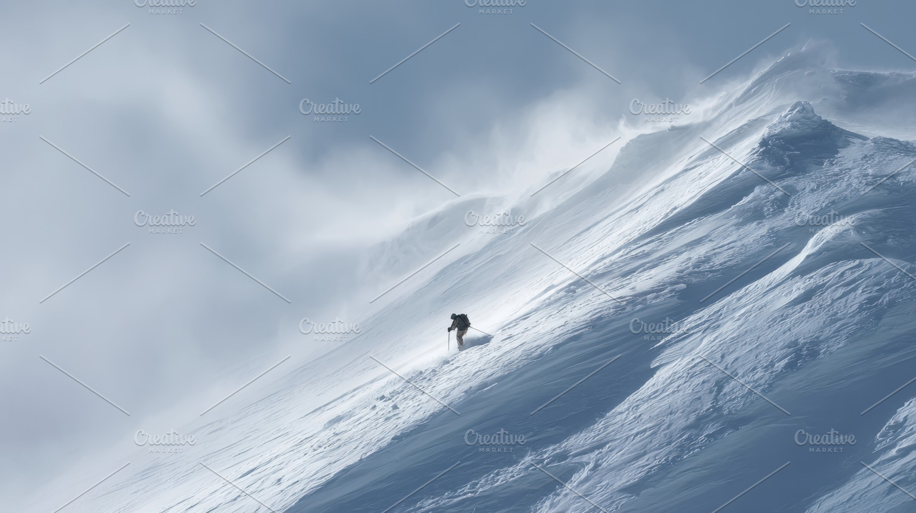 Climber on snowy slope, a Photo by Beautiful things