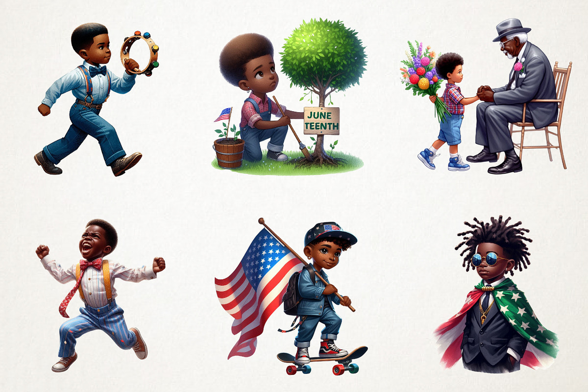 Juneteenth Black Boys PNG Clipart, an Illustration by RobertsArt (Photo 2 of 7)