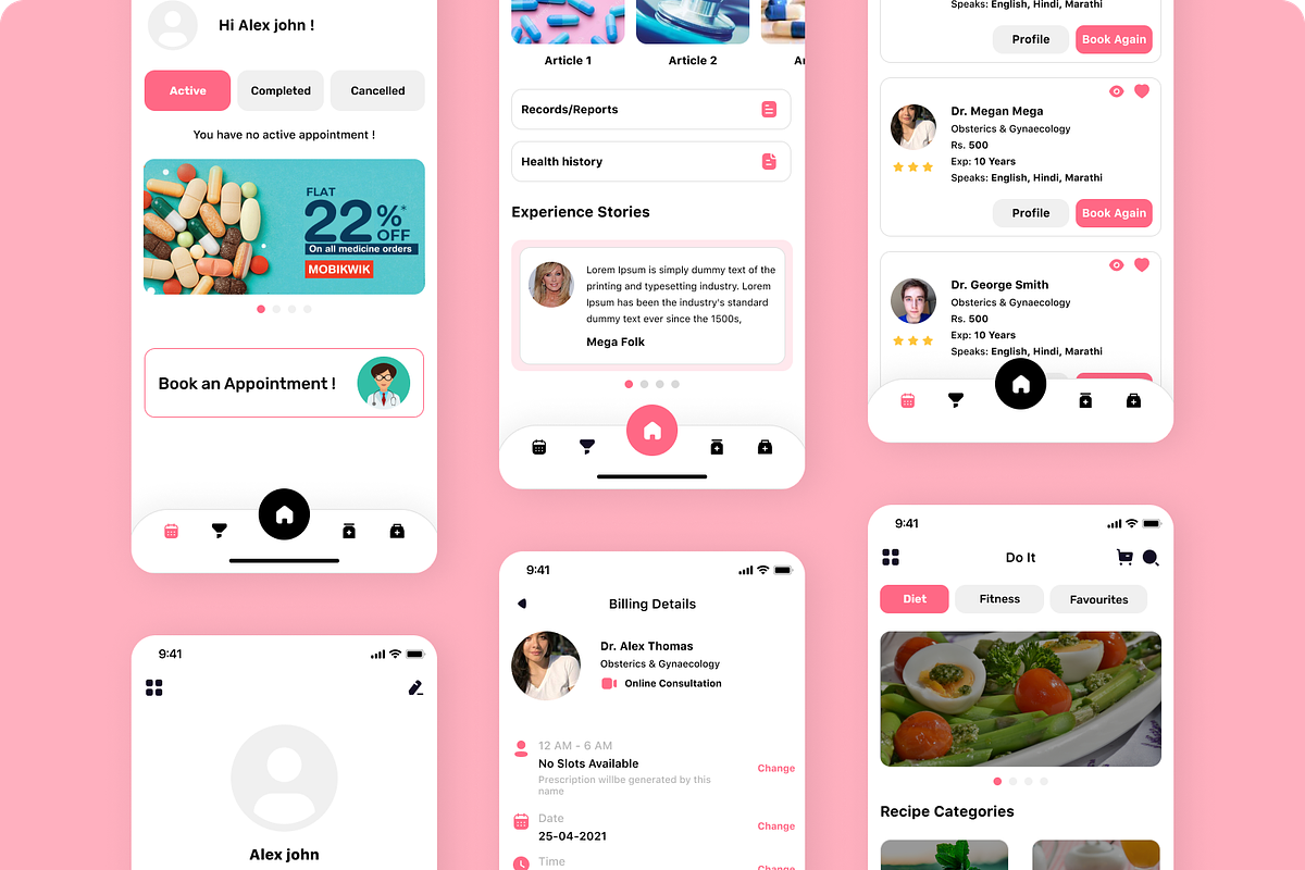 Low & High Fidelity Doctor app, a Templates & Theme by Neha Guleria (Photo 4 of 4)