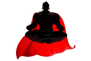 Superhero Meditating On White