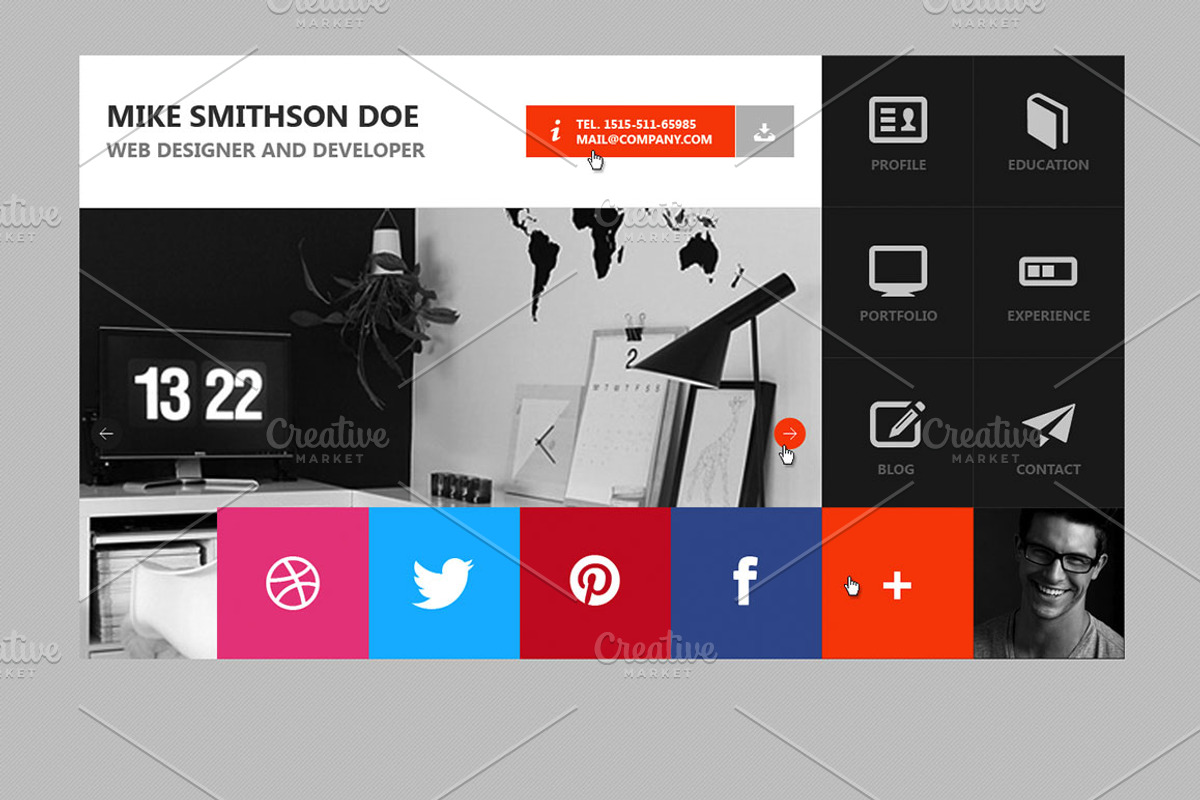 Flat Resume - Virtual Business Card, a Websites & App Template by MustacheThemes (Photo 1 of 6)