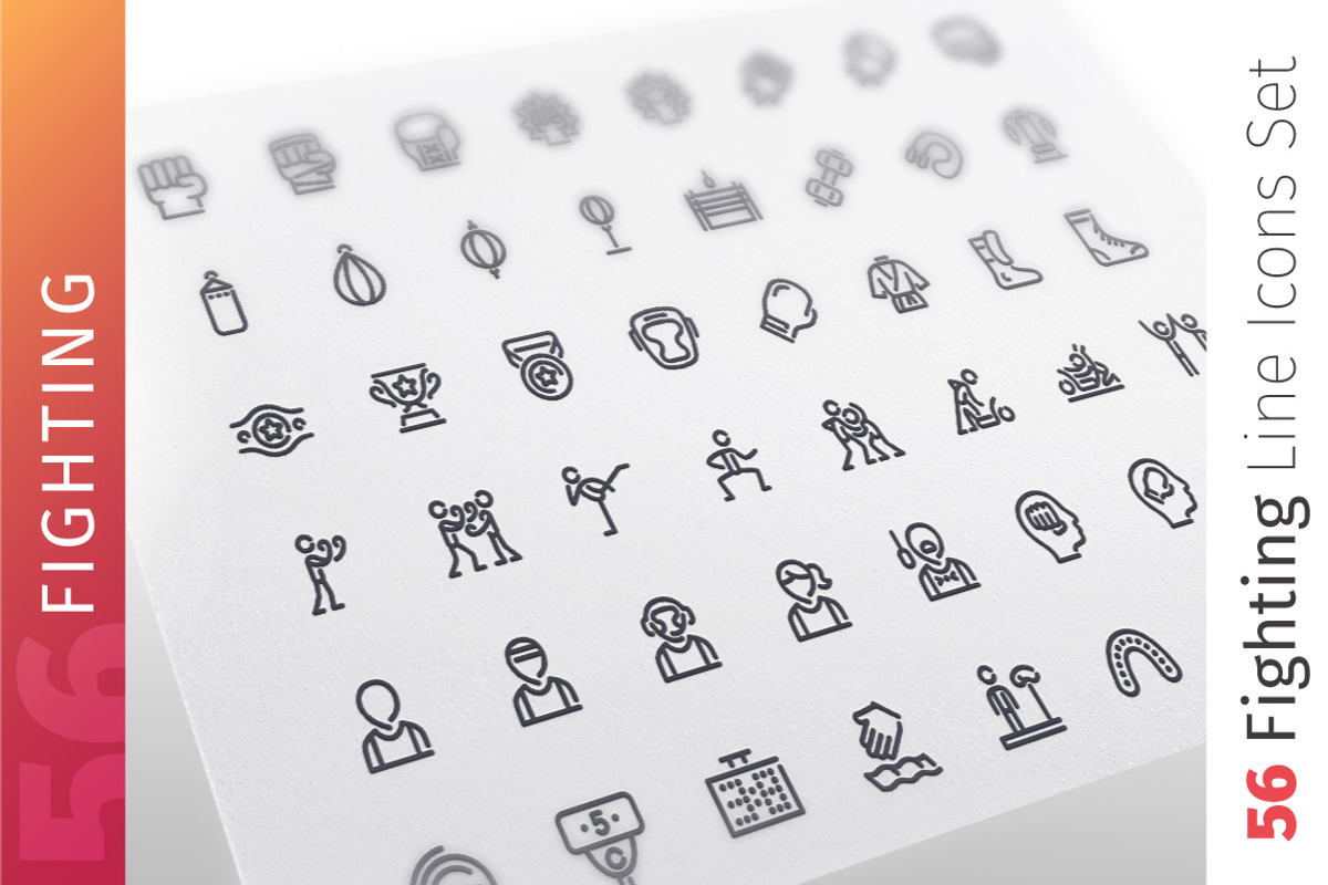 Fighting Line Icons Set, an Outline Icon by Voysla's Shop (Photo 1 of 4)