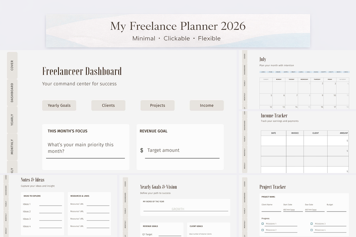 Freelancer Planner Canva Template, a Templates & Theme by ItsReksita Pattern (Photo 1 of 9)