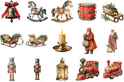 Vintage Old Christmas Clipart Bundle, an Illustration by Designking (Thumbnail 2 of 4)