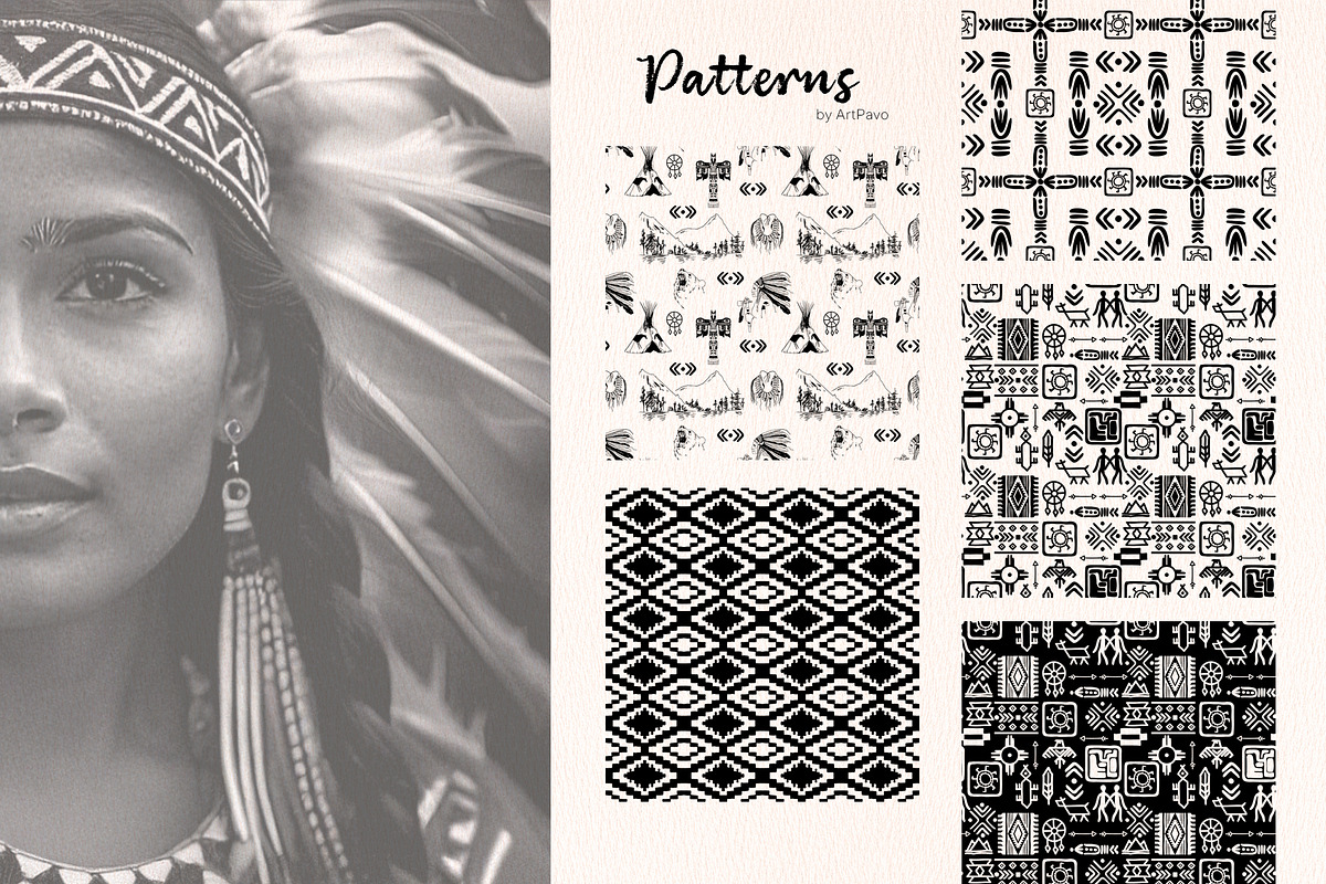 Tribal Sketche Pack, Native American, a Person Illustration by ArtPavo (Photo 12 of 13)