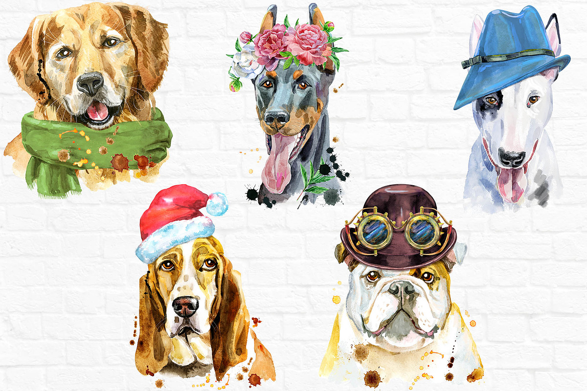 10 watercolor dog portraits 9, an Animal Illustration by Watercolor fantasy (Photo 3 of 5)