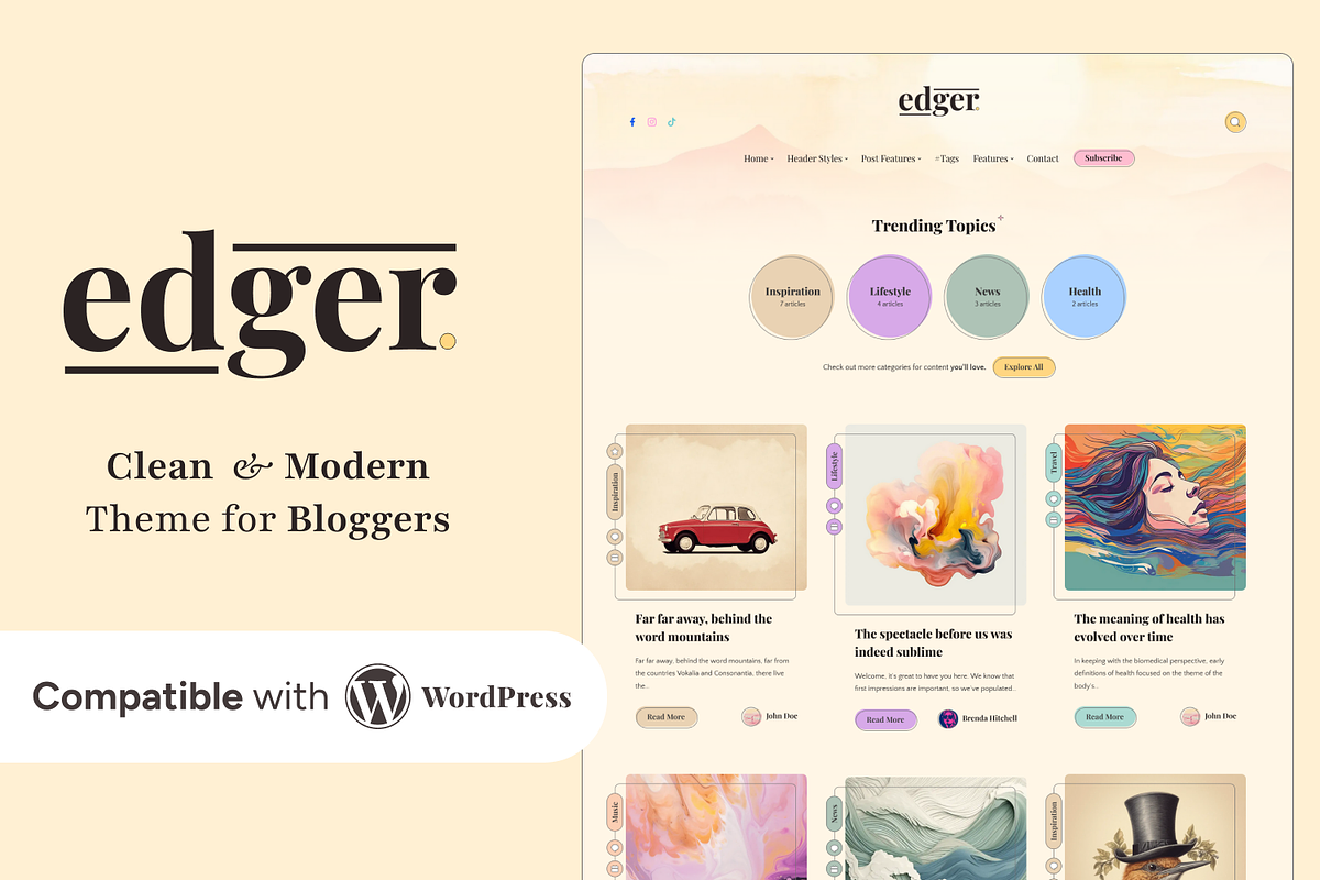 Edger a Minimal Blog for WordPress, a WordPress Template by EstudioPatagon Themes (Photo 3 of 3)