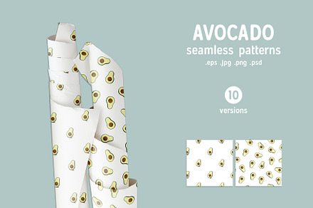 Avocado seamless patterns collection