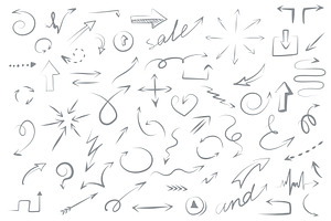 Set of arrows icons silhouettes, an Object Graphic by RODINA