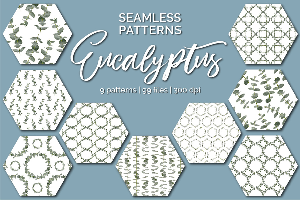 Eucalyptus Seamless Patterns, a Pattern Graphic by Turning Moss (Photo 1 of 14)