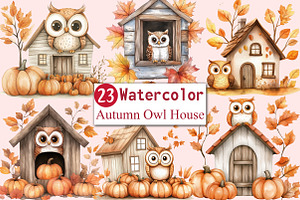 Autumn Owl House Sublimation, an Illustration by CitraGraphics