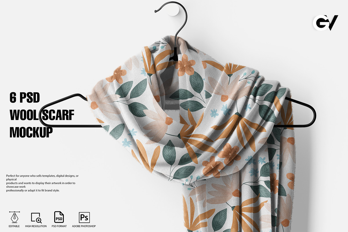 Wool scarf Mockup Part 2, an Apparel Mockup by GraphicVil (Photo 1 of 9)