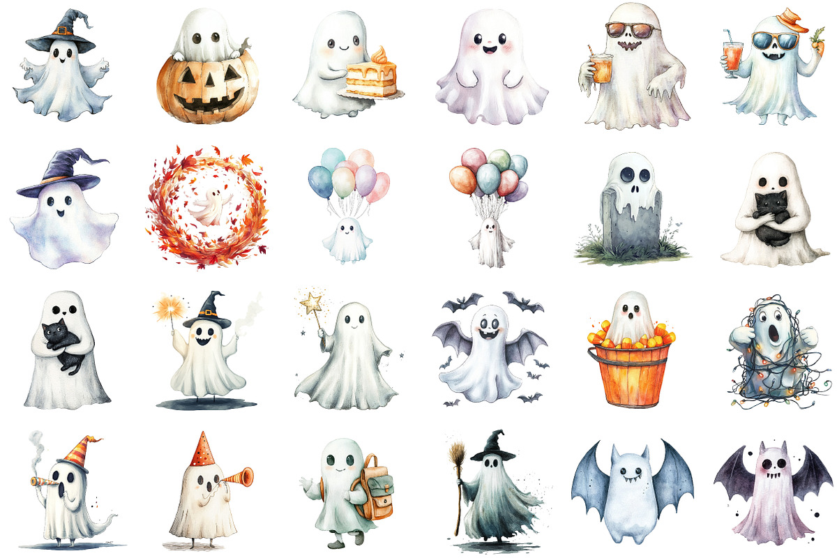 Ghost Clipart, Halloween Clipart, an Illustration by Sublimation Artist (Photo 2 of 6)