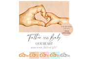 Heart Father and Baby Family Hands, a Person Illustration by EkaterinaViArt (Thumbnail 1 of 5)