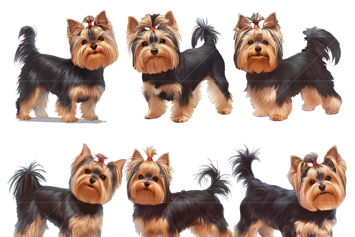Watercolor Yorkie Dog Clipart Bundle, an Animal Illustration by Design Scotch (Photo 2 of 8)