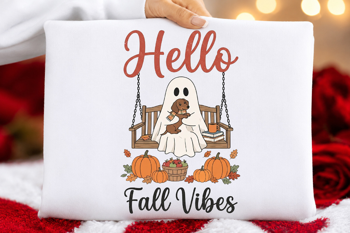 Hello Fall Vibes Ghost PNG, an Object Illustration by DreamCafeArt (Photo 5 of 7)