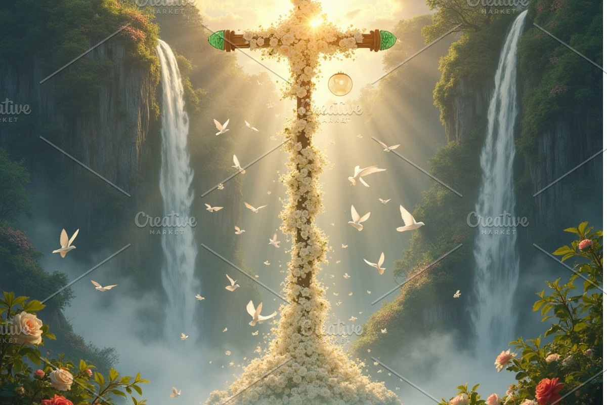 Cross in waterfall, an Arts & Entertainment Photo by PLUM&FIGS (Photo 2 of 2)