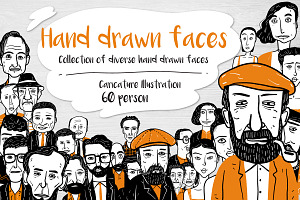 Hand drawn diverse faces, a Person Illustration by Huza Studio