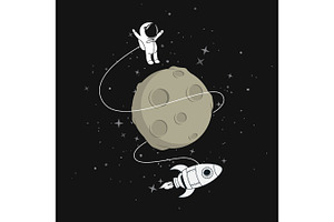 Cute Astronaut With Moon