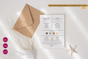 Bridesmaid Information Card